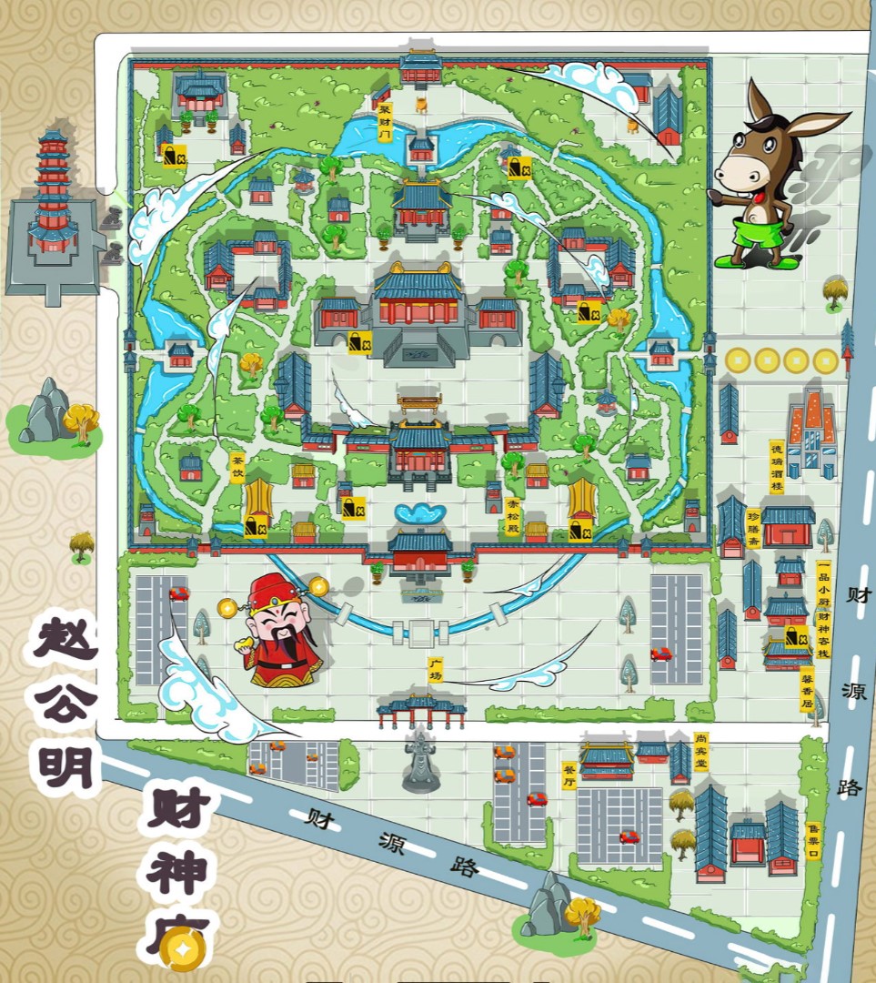 长海寺庙类手绘地图